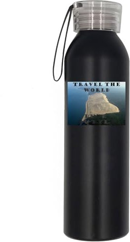Travel the world Dune du Pyla, France Bouteille d'eau légère avec bouchon à vis et bande Noir