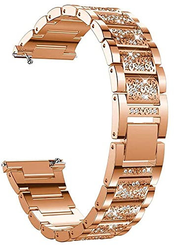 Blueshaweu Metall Band Premium Edelstahl Bracelet Gurt Uhrenarmband – 18mm 20mm 22mm – Verstellbares Ersatzarmband für Damen (Roségold, 22mm)