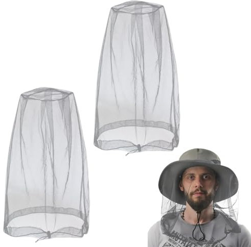 2 Pièces Moustiquaire de Tête Filet Anti-Insectes Fin en Nylon pour Randonnée, Camping et Apiculture - Protection Contre Moustiques/Mouches pour Pêche et Activités Outdoor