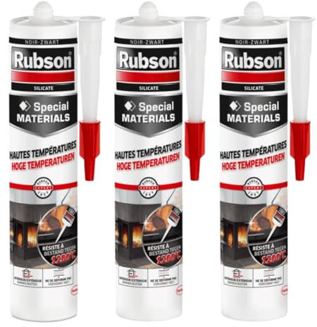 Hochtemperatur Dichtmasse Schwarz – Hitzebeständiger Silikat-Dichtstoff bis 1200°C – 1K Ofendichtmasse für Kamin, Grill, Ofen, Heizung (3 x 280ml)