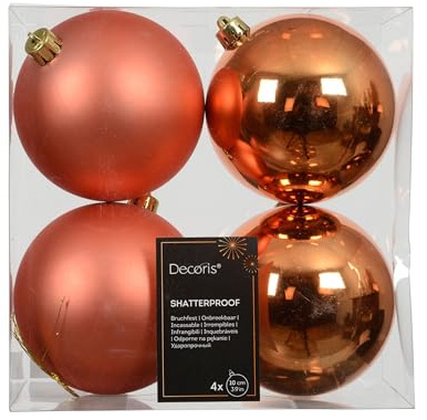Weihnachtskugeln Kunststoff 10cm 4 Stück - klassisch & bruchsicher - Christbaumkugeln Weihnachtsbaumkugeln für Weihnachten - Christbaumschmuck & Weihnachtsbaumschmuck - Warmorange
