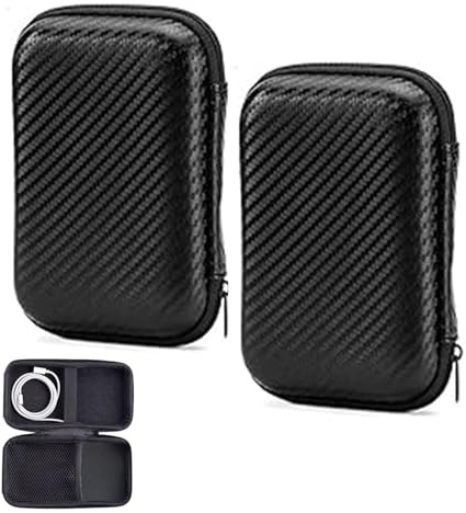 2Pcs Power Bank Case, Hard Drive Case for External Hard Drive Protection, Small Harrd Cases for Tech Accessories, Organizer for Travel and Business Use, Suitable for Travel(Black)