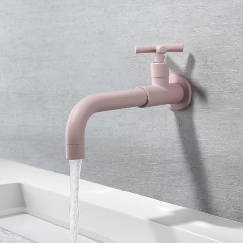 Rubinetto Lavandino Bagno Acqua Fredda Monoforo Miscelatore Bagno a Parete 360° Rotazione,rosa