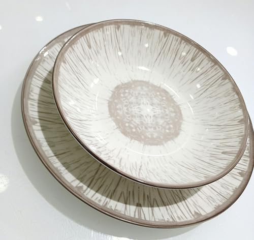 Servizio Piatti per 6 Persone in stoneware 18 pezzi per Lavastoviglie modello (corolla tortora)