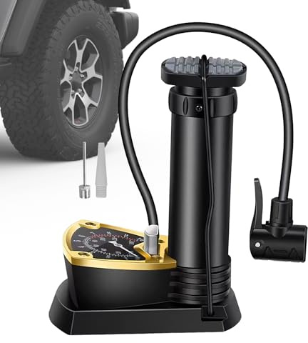 Car Foot Pump - Compact Pedal Tyre Pump, High Pressure Air Compressor, Sturdy Metal Cylinder | Portable Bicycle Tyre Inflatable for Scooter, Sedan, Pickup, Automotive, Ball, Electric