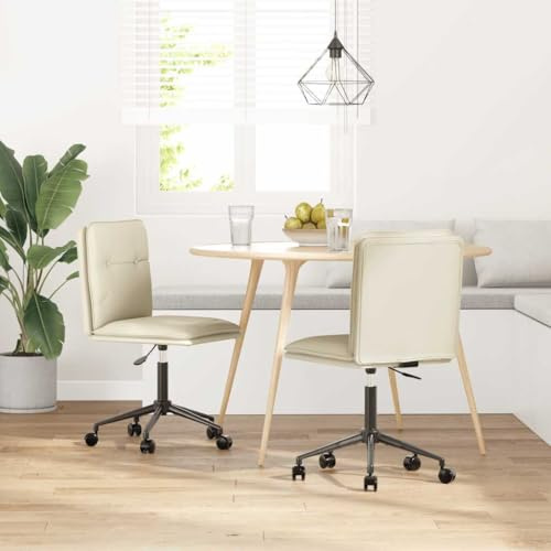 Tonture Esszimmerstühle 2er Set, Creme Kunstleder, Höhenverstellbar, Modernes Design für Wohnzimmer und Essbereich, Robuste Metallbeine, Bequeme Polsterung