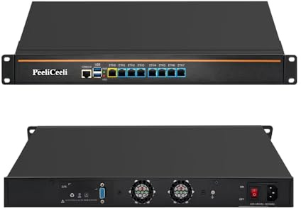PeeliCeeli 1U Z87 Firewall Appliance i5 4430, 19'' Rackmount Router PC 8 x I226-V 2.5G, Low Power Network Hardware VGA, OPNsense, Console, AES-NI, USB, Barebone NO RAM NO SSD