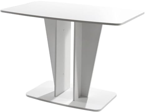 Rodnik Esstisch Polaris 110x70 cm, Säulentisch platzsparend kompakter Esszimmertisch mit abgerundeten Ecken, modern, elegant (Weiß)