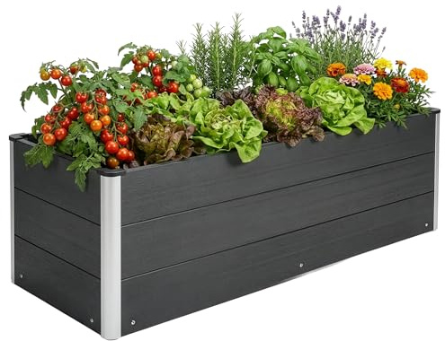 Floordirekt Hochbeet WPC - Wetterbeständig & pflegeleicht für Garten, Balkon oder die Terrasse - Paros (Anthrazit, 100 x 50 x 45 cm)