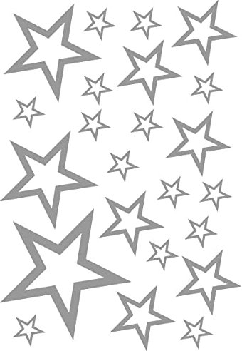 Samunshi® Sterne Aufkleber Set Outline 14x2,5cm6x5cm2x7,5cm1x10cm grau