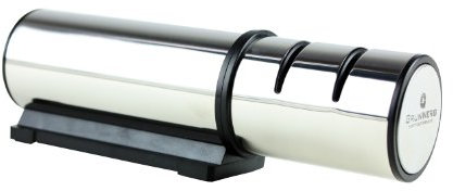 Grunwerg MS-009DC Manual Pull-Through Knife Sharpener, Stainless Steel, Silver