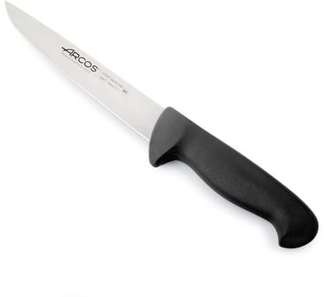Arcos Fleischermesser mit Nitrum Edelstahlklinge 18 cm - Professionelles Küchenmesser zum Schneiden von Fleisch, Fisch und Gemüse - Ergonomischer Griff aus Polyoxymethylen, Serie 2900, Farbe Schwarz