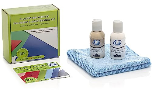 Glass Polish Plastic & Acrylic Polishing Kit by Hand, Restores High Gloss, Repairs Hazy, Fogy & Discolored Plastics - GP31001
