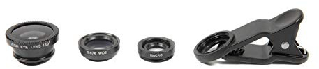Thumbs Up 3-in-1 Lens Set with Wide Angle/Macro/Fish Eye Lens, Black