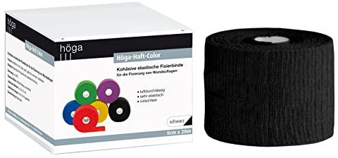Höga-Haft Fixierbinde, gedehnt, kohäsive selbsthaftende elastische, 8 cm x 20 m, schwarz, 1 Stück