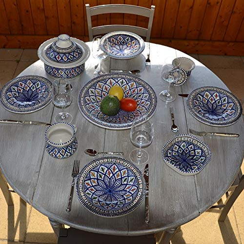 YODECO Tebsi Bakir Blue Couscous Plate Set - 8 People
