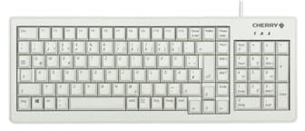 CHERRY G84-5200 XS, Kompakte Tastatur mit Nummernblock, Französisches Layout (AZERTY), Kabelgebunden (USB-A Anschluss), Mechanische ML Switches, Hellgrau