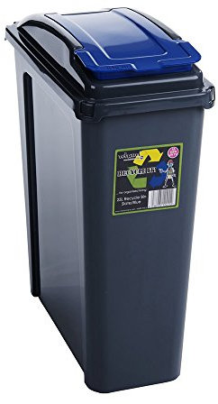 25L Litre Plastic Indoor Recycle Recycling Waste Bin with Blue Lid for in the Home / Kitchen - Made in the UK