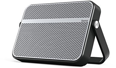 Hama Bluetooth Lautsprecher Blade (spritzwassergeschützt nach IPX4, tragbarer Wireless Speaker zum Aufhängen oder Aufstellen, 10 Watt, bis 12 Stunden Akku Laufzeit, 10 m Reichweite, inkl. 3,5 mm Klinkenkabel und USB Kabel) silber/schwarz
