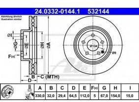 ATE 24.0332-0144.1 Brake Disc Rotors