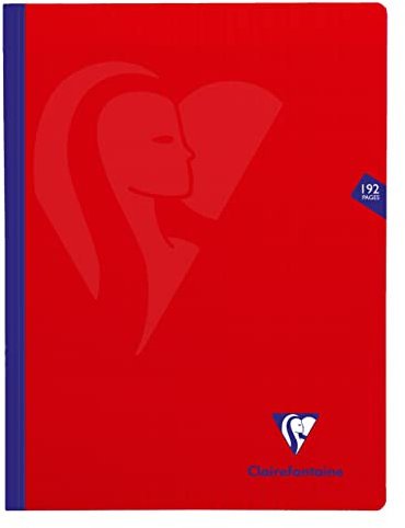 Clairefontaine 339341C Un Cahier Brochure Cousu Fil Mimesys Rouge - 24x32 cm - 192 Pages Grands Carreaux - Papier Blanc 90 g - Couverture Polypro