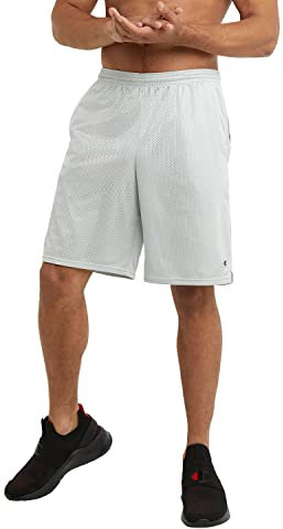 Champion Herren Shorts Lange Netz-shorts mit Taschen, Grau - Athletic Grey, 4XL