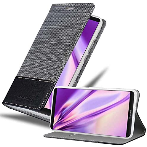 Cadorabo Hülle kompatibel mit Huawei Mate 10 PRO aus Jeans und Kunst Leder Flip Klappbare Stoßfeste Magnetische [Standfunktion] [Kartenfächern] Cover Hülle für Huawei Mate 10 PRO Tasche in Grau