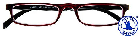 I NEED YOU HALF-LINE, G31300, Kunststoffbrille mit Federtechnik, rot-schwarz, +1.5 Dioptrien | Kunststoffbrille mit Federtechnik im Half-Line-Design, robust und alltagstauglich für angenehmes tägliches Lesen im Alltag