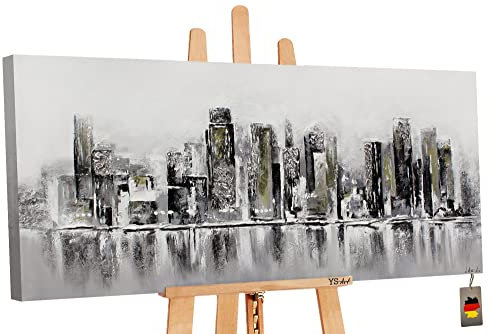 YS-Art XXL Abstrakt Acrylbild Megapolis moderne Großstadt Skyline