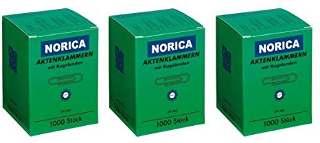 Norica 2210 - Briefklammern mit Kugelenden, verzinkt, 24 mm (3000 Stück)