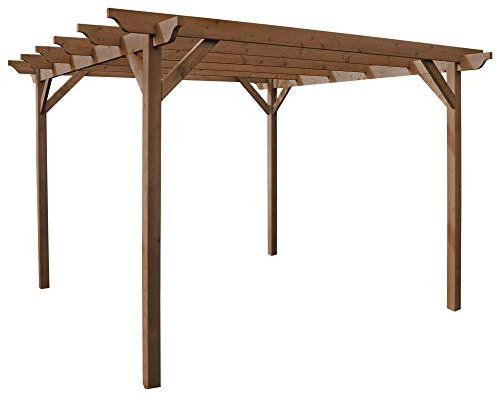 Rutland County Garden Furniture - Garden Canopy Outdoor – Garden Pergola Kit - Wooden Gazebo Canopy Pergola Kits - Garden Arch Garden Room (2.4m x 2.4m, Rustic Brown)