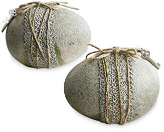 Loberon Osterei 2er Set Réjane, reizend verzierte Deko-Eier, Vintage-Romantik, Ostertafel, Ostern, Osterdeko, Polyresin, grau