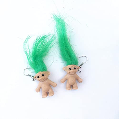 LCUK Troll Doll Earhook Retro Nostalgisch Niedliche Hässliche Puppe Ohrring Mehrfarbiger Hip Hop Übertreiben Haar Seltsam Baby Kreativer Schmuck