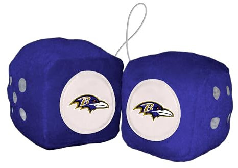 FANMATS 31970 Baltimore Ravens Team Color Fuzzy Dice Décor 7,6 cm Set