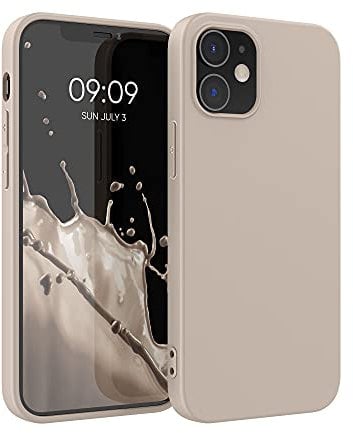 kwmobile Case Compatible with Apple iPhone 12 / iPhone 12 Pro Case - Soft Slim Protective TPU Silicone Cover - Beige Matte