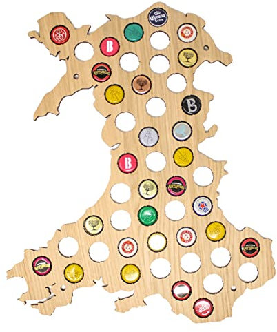 Wales Beer Bottle Cap Collector Map Gift For Home - Welsh Birthday gift for him or her gift for Dad Fathers Day Present Bottle Collector