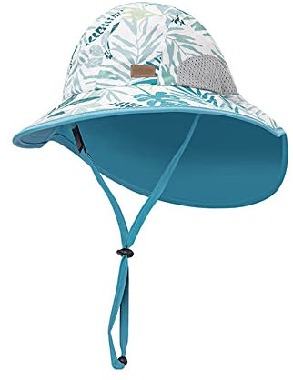AIWUHE Sonnenhut Baby Kinder UV 50+ Sommerhut Mädchen Schirmmütze Jungen mit Nackenschutz Grün L 6-12 Jahre