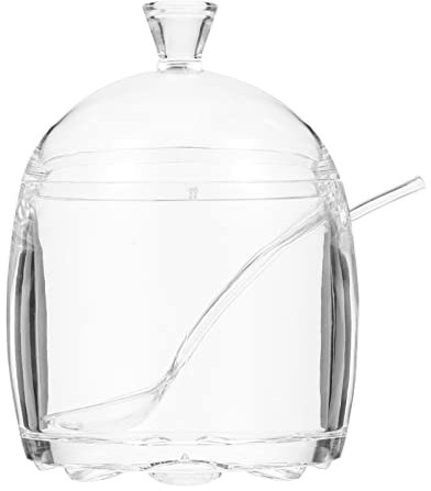 DOITOOL Acrylic Sugar Jar, Clear Sugar Bowl Set with Lid Serving Spoon Salt Pot Pepper Storage Jar Seasoning Pot Dispenser Container Sugar Box Condiment Racks Holder for Home Kitchen