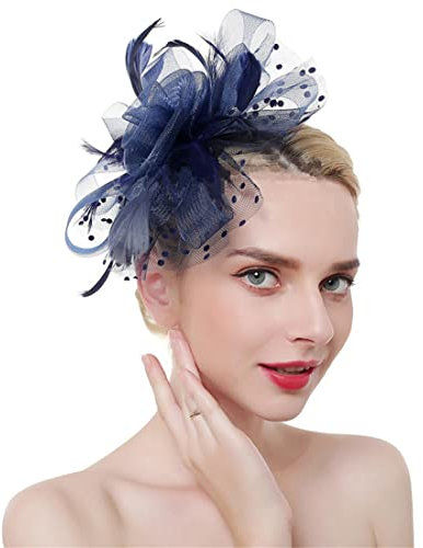 ITODA Fascinator Damen Feder Haarschmuck Hut Mesh Schleier Haarschmuck mit Haarklammer Stirnband Vintage Haarreif Elegant Damenhut Blumen Partyhut Kirche Brautparty Hochzeit Cocktail Beerdigung