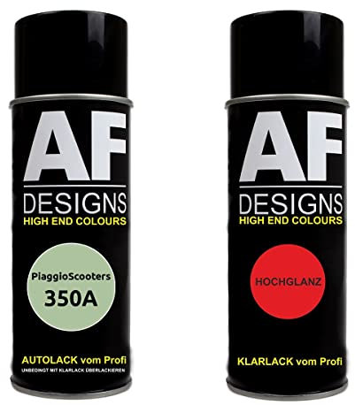 Alex Flittner Designs Motorradlack Spraydose Set PiaggioScooters 350A Verde Relax Perl Basislack Klarlack Sprühdose 400ml