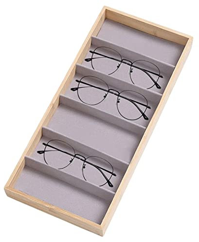 Vassoio Porta Bicchieri per Cassetto,Organizer portaoggetti in Legno con Custodia per Occhiali a 6 Scomparti | Portaocchiali portaoggetti Scatola portaocchiali Multipla Vassoio espositore