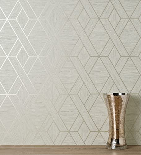 GAULAN 681977 Papier peint lessivable géométrique avec lignes tressés métallisées imitation tissu pour mur salon cuisine bain salle à mange - Rouleaux de 10 m x 0,52 m