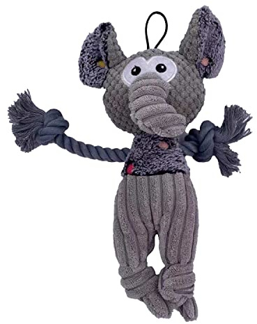 Steel Dog Polka Dot Pal Elephant, Plush Dog Toy with Knotted Rope Hands and Feet, Dog Chew Toys for Small, Medium, Large Breed (Elephant)