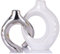 Weiße und Silberne Hohle keramische Vase 2 Stück Set Moderne dekorative Vase, weiße böhmische Donut-Vase, skandinavische minimalistische dekorative Vase für Tafelaufsätze, Hochzeit Restaurant