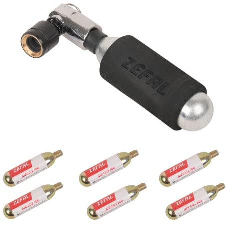 ZEFAL Pack EZ Big Shot y 7 Cartuchos de CO2 de 16g - Inflador Bicicleta y Cartuchos CO2 de Rosca Universal - Bomba de MTB y Carretera - Presta, Schrader y Dunlop - Compacta, Ligera y Rápida