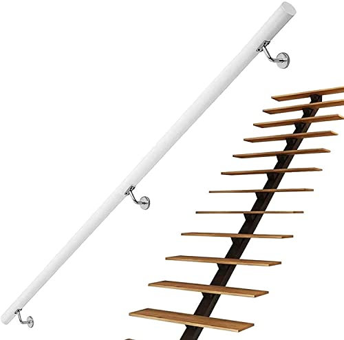 Handlauf-Treppenhandläufe 1Ft-20Ft, weiße Handläufe aus Holz, Korridor-rutschfeste Treppengeländer-Stützstange, Loft-Villa-Innen- und Außenwand-Treppen-Haltegriff-Kit (Size : 1Ft)