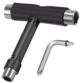 Skate Tool All-in-One, Skateboard Tool Roller Skate Tool T Tool for Skateboard, Muti-Function Portable Skateboard Longboard Accessory with T-Type Allen Key and L-Type Phillips Head Wrench Screwdriver