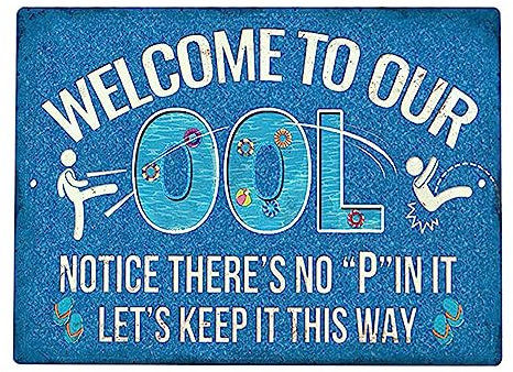 Metall-Blechschild mit Pool-Warnung, Pool-Wissen, Metall-Blechschild, Pool-Regeln, Planung, Schwimmbadregeln, Schild für Sicherheit im Freien, Bauernhof, Warndekoration (09