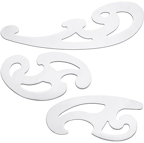 Fulmoon Französisches Kurvenlineal für Musterherstellung, Stahl, französische Kurvenlineale Set, Metall, Zeichenschablonen, wiederverwendbare Zeichenvorlagen, Zeichenlineal für Lederhandwerk,
