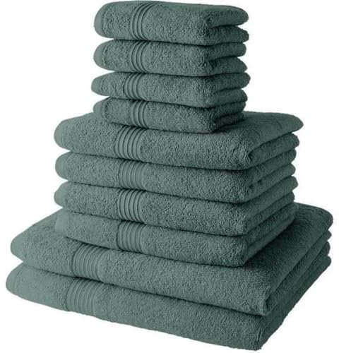TODAY Lot de 4 Serviettes de Bain 30x50 + 4 Serviettes de bain50x90 + 2 Draps de Bain 70x130 cm 100% Coton - Céladon